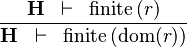 \frac{\textbf{H} \;\;\vdash \;\; \finite\,(r) }{\textbf{H} \;\;\vdash \;\; \finite\,(\dom(r))}