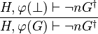  \frac{H,\varphi(\bfalse)\vdash \lnot nG^{\dagger}}{H,\varphi(G)\vdash \lnot nG^{\dagger}} 